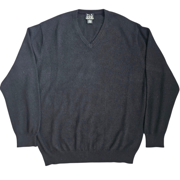Jos. A. Bank Men's Travelers 100% Cashmere V-Neck Black Sweater XL Classic Fall - Picture 2 of 7